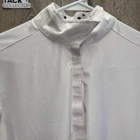 LS Sun Show Shirt, 1/3 Snap Up, Snap Collar, Mesh Sleeves *gc, cuff & collar puckers & crinkles, rubs, snags, pills, discolored sleeves, dingy?
