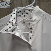 LS Sun Show Shirt, 1/3 Snap Up, Snap Collar, Mesh Sleeves *gc, cuff & collar puckers & crinkles, rubs, snags, pills, discolored sleeves, dingy?
