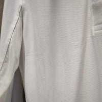 LS Sun Show Shirt, 1/3 Snap Up, Snap Collar, Mesh Sleeves *gc, cuff & collar puckers & crinkles, rubs, snags, pills, discolored sleeves, dingy?
