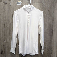 LS Sun Show Shirt, 1/3 Snap Up, Snap Collar, Mesh Sleeves *gc, cuff & collar puckers & crinkles, rubs, snags, pills, discolored sleeves, dingy?
