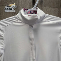 LS Sun Show Shirt, 1/3 Snap Up, Snap Collar, Mesh Sleeves *vgc/gc, cuff & collar puckers, mnr snags, dingy?
