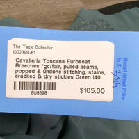 Euroseat Breeches *gc/fair, pulled seams, popped & undone stitching, stains, cracked & dry stickies
