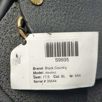 17.5 MW *5" Black Country Wexford All Purpose Saddle, 2 Billet Guards, Black Country Black Cover, Lg Front Blocks, Rear Gusset Panels, Wool Flocking, Flaps: 15"L x x14.5"W Serial #: 35644
