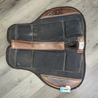 Shimmable Felt Round Endurance Saddle Pad, cut out, x6 1/3" shims *gc, dirt, residue, hairy, rubs, scuffs, stains, scratches
