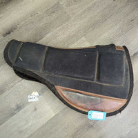 Shimmable Felt Round Endurance Saddle Pad, cut out, x6 1/3" shims *gc, dirt, residue, hairy, rubs, scuffs, stains, scratches
