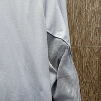LS Sun Shirt, 1/4 zip up, mesh sleeves *gc, older, rubs, mnr snags, pills, linty & fading logo
