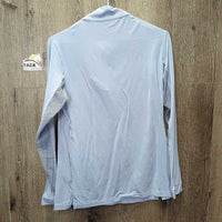 LS Sun Shirt, 1/4 zip up, mesh sleeves *gc, older, rubs, mnr snags, pills, linty & fading logo
