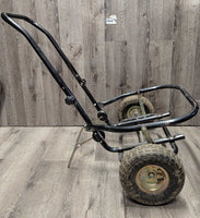 Folding Muck Bucket Cart *NO Bucket, gc, scrapes, rubs, rusty, peeling, scratches, dirty, v.good tires
