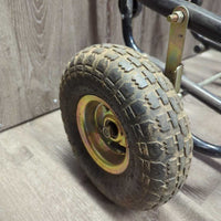 Folding Muck Bucket Cart *NO Bucket, gc, scrapes, rubs, rusty, peeling, scratches, dirty, v.good tires
