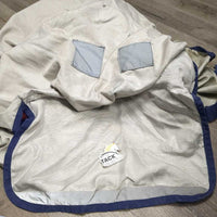 Rain Sheet, fleece lined, detach neck *gc, repairs, hair, clean, hairy, threads, peeling, faded, stains, sm holes, mnr wpf

