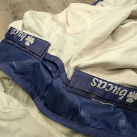 Rain Sheet, fleece lined, detach neck *gc, repairs, hair, clean, hairy, threads, peeling, faded, stains, sm holes, mnr wpf
