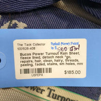 Rain Sheet, fleece lined, detach neck *gc, repairs, hair, clean, hairy, threads, peeling, faded, stains, sm holes, mnr wpf
