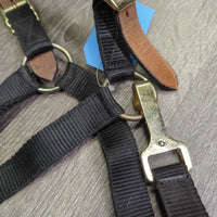 Nylon Breakaway Halter, leather crown, snap *vgc, clean, mnr faded, rubs, snags, scuffs, dry leather
