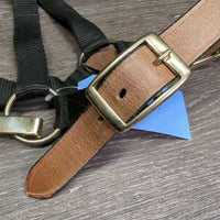 Nylon Breakaway Halter, leather crown, snap *vgc, clean, mnr faded, rubs, snags, scuffs, dry leather
