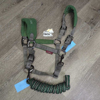 Fleece Padded Nylon Halter, adj, snap, braided nylon lead rope *vgc, mnr dirt, hair, rubs, pills, faded?
