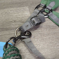 Fleece Padded Nylon Halter, adj, snap, braided nylon lead rope *vgc, mnr dirt, hair, rubs, pills, faded?
