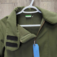 Soft Shell Jacket, Fleece Lined, Velcro Collar *gc/fair, clean, mnr clumpy, rubs, pills, snags
