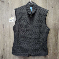 Quilt Vest, Zipper *gc, puckers, threads, hair, v.loose lining, older
