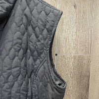 Quilt Vest, Zipper *gc, puckers, threads, hair, v.loose lining, older
