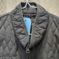 Quilt Vest, Zipper *gc, puckers, threads, hair, v.loose lining, older
