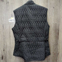 Quilt Vest, Zipper *gc, puckers, threads, hair, v.loose lining, older
