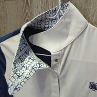 JUNIORS SS Show Sun Shirt, Mesh Back, 1/3 Snap Up, Magnetic Collar *vgc, mnr stains
