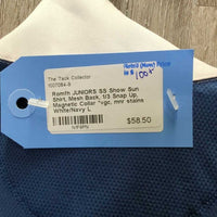 JUNIORS SS Show Sun Shirt, Mesh Back, 1/3 Snap Up, Magnetic Collar *vgc, mnr stains
