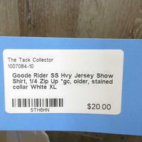 SS Hvy Jersey Show Shirt, 1/4 Zip Up *gc, older, stained collar
