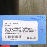 JUNIORS Field Boots, Zips, 2 Foam Inserts, box *like new, v.mnr creases, rubs & dirt?stains
