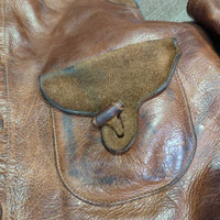 Thick Smooth Leather & Suede Full Chaps, Fringe, Buckstitch, Pocket *vgc, rubs, stains, scratches, marker
