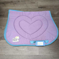 "Hearts" Quilted Jumper Saddle Pad *gc, faded, pilly, clean, older, rubs, threads, puckered?shrunk
