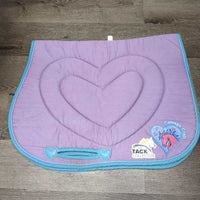 "Hearts" Quilted Jumper Saddle Pad *gc, faded, pilly, clean, older, rubs, threads, puckered?shrunk
