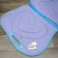 "Hearts" Quilted Jumper Saddle Pad *gc, faded, pilly, clean, older, rubs, threads, puckered?shrunk
