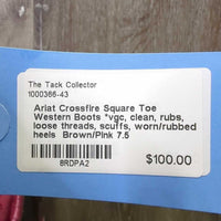 Square Toe Western Boots *vgc, clean, rubs, loose threads, scuffs, worn/rubbed heels
