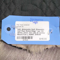 Shimmable Quilt Sheepskin Half Pad, Rolled Edge *vgc, NO Shims, clean, mnr rubs & clumpy
