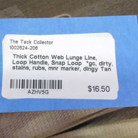 Thick Cotton Web Lunge Line, Loop Handle, Snap Loop *gc, dirty, stains, rubs, mnr marker, dingy
