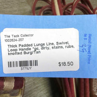 Thick Padded Lunge Line, Swivel, Loop Handle *gc, dirty, stains, rubs, knotted

