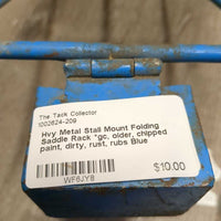 Hvy Metal Stall Mount Folding Saddle Rack *gc, older, chipped paint, dirty, rust, rubs
