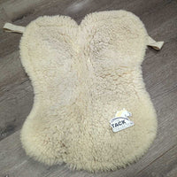 Quilt & Sheepskin Half Pad *fair, dirty, stains, v.thin & holey pommel, clumpy, older
