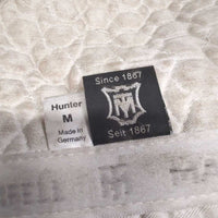 Quilt & Sheepskin Half Pad *fair, dirty, stains, v.thin & holey pommel, clumpy, older
