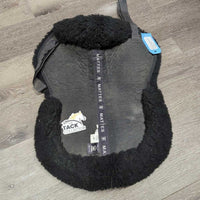Quilt & Sheepskin Half Pad, Rolled Edge *vgc/gc, dirty, clumpy, faded, rubs, stiff spots, hairy
