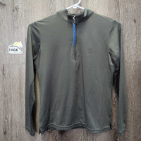 JUNIORS LS Sun Shirt, 1/3 Zip Up, Mesh Sleeves *vgc, peeling logo
