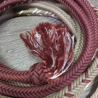 Wild Rider? v.Tight 8 strand Square Braided Paracord Rope Mecate Reins, Leather Ends *like new, mnr stains, trimmed? leather ends
