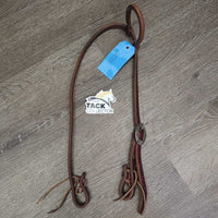 Sliding 1 Ear Thick Leather Headstall, Leather Laces, Tooled Buckle *like new, mnr creases
