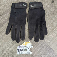 Pr Cloth Riding Gloves *gc, clean & residue?faded, hairy velcro, rubs
