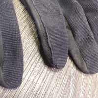 Pr Cloth Riding Gloves *gc, clean & residue?faded, hairy velcro, rubs
