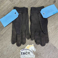 Pr Cloth Riding Gloves *gc, clean & residue?faded, hairy velcro, rubs
