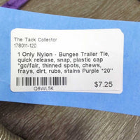 1 Only Nylon - Bungee Trailer Tie, quick release, snap, plastic cap *gc/fair, thinned spots, chews, frays, dirt, rubs, stains
