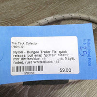 Nylon - Bungee Trailer Tie, quick release, bull snap *gc/fair, clean?, mnr dirt/residue, stained, rubs, frays, faded, rust
