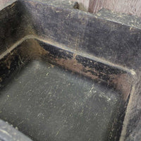 Hvy Flat Back Rubber Stall Feed Tub *gc, clean, residue, edge scrapes, rubs, chews
